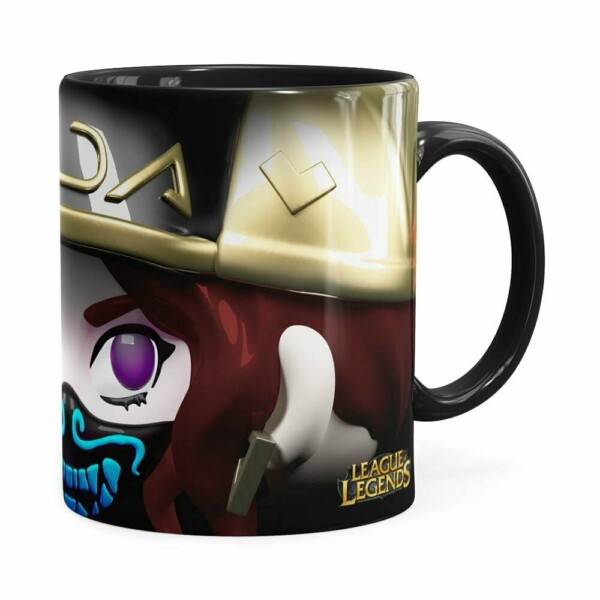 Caneca Akali 3d Print League Of Legends Preta