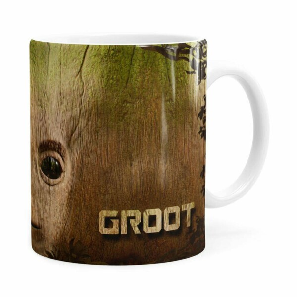 Caneca Groot 3d Print Guardiões Da Galaxia Branca