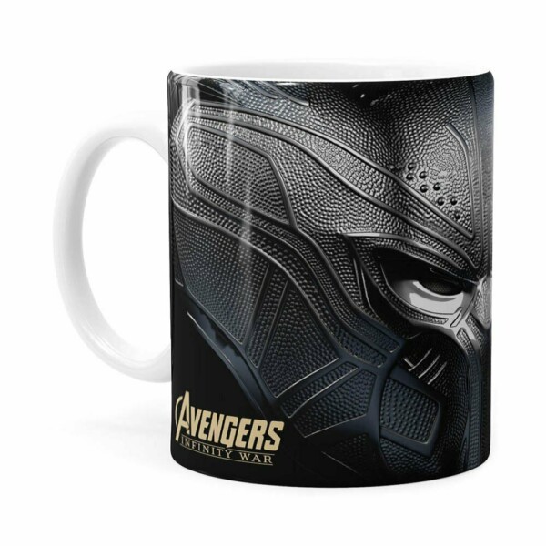 Caneca Pantera Negra 3d Print Vingadores Branca