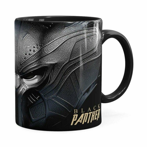 Caneca Pantera Negra 3d Print Vingadores Preta