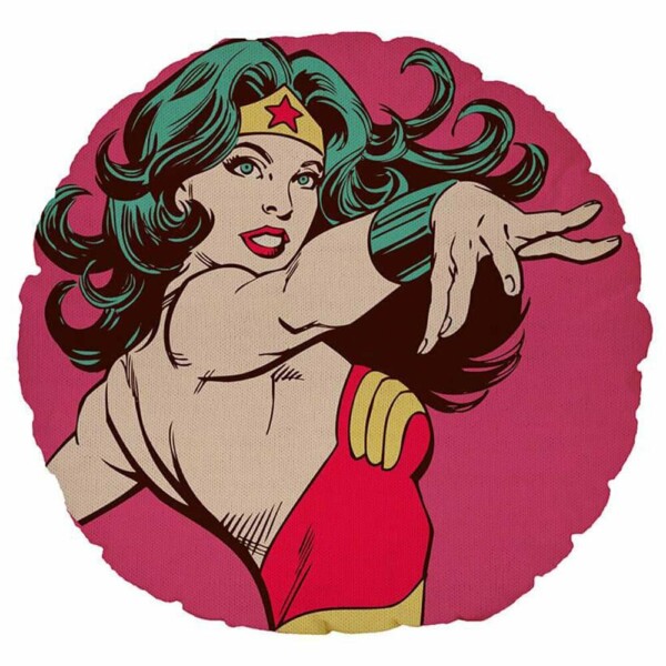 Almofada Redonda Wonder Woman Power Rosa