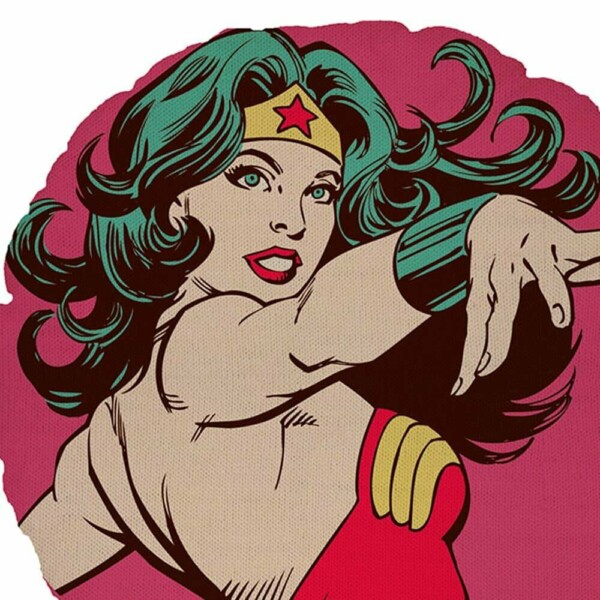 Almofada Redonda Wonder Woman Power Rosa