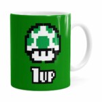 Caneca 1 Up Super Mário Bros Verde Branca