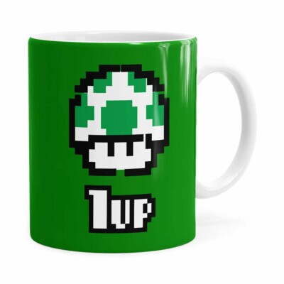 Caneca 1 Up Super Mário Bros Verde Branca