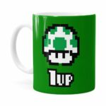 Caneca 1 Up Super Mário Bros Verde Branca