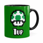 Caneca 1 Up Super Mário Bros Verde Preta