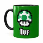 Caneca 1 Up Super Mário Bros Verde Preta