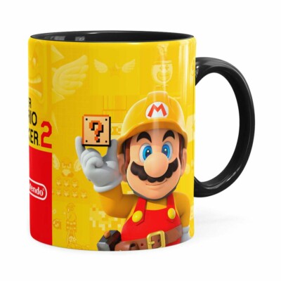 Caneca 3d Print Super Mario Maker 2 Preta