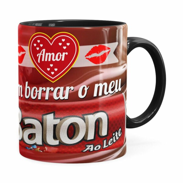 Caneca Amor Vem Borrar O Meu Baton Preta