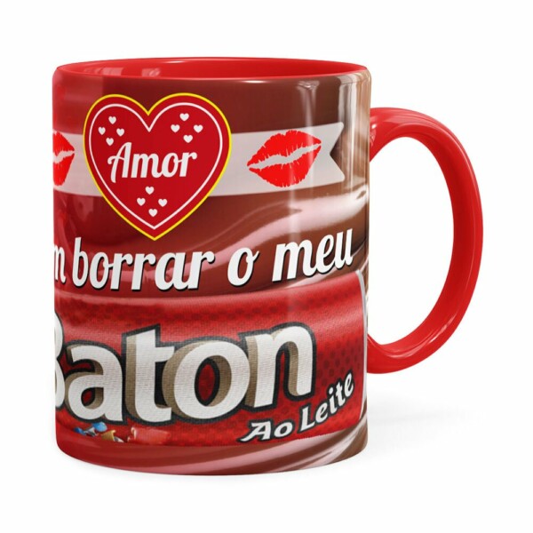 Caneca Amor Vem Borrar O Meu Baton Vermelha
