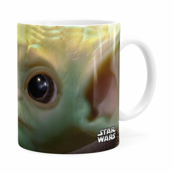 Caneca Baby Yoda 3d Print Star Wars Branca