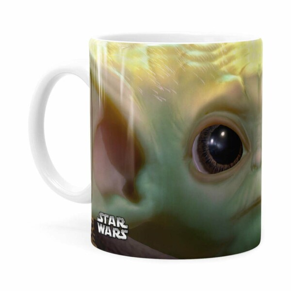 Caneca Baby Yoda 3d Print Star Wars Branca