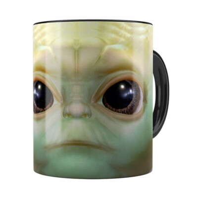 Caneca Baby Yoda 3d Print Star Wars Preta