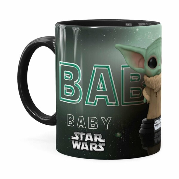 Caneca Baby Yoda 3d Print Star Wars V02 Preta
