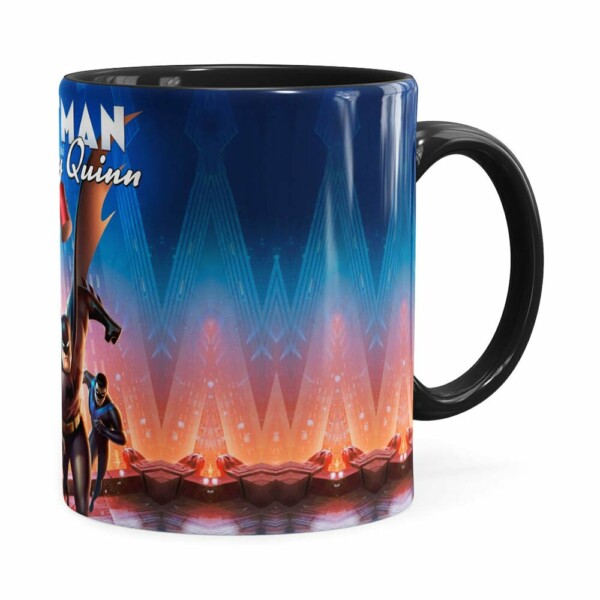 Caneca Batman E Arlequina 3d Print Preta