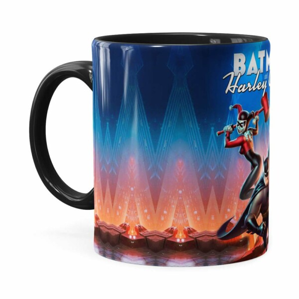 Caneca Batman E Arlequina 3d Print Preta