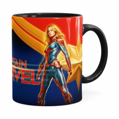Caneca Capitã Marvel 3d Print Preta