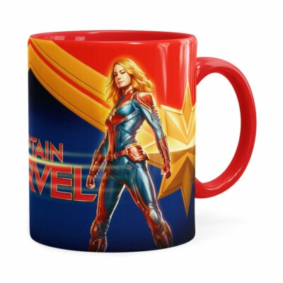 Caneca Capitã Marvel 3d Print Vermelha