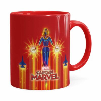 Caneca Capitã Marvel Filme V02 Vermelha