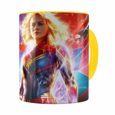 Caneca Capitã Marvel Filme V03 Amarela