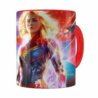 Caneca Capitã Marvel Filme V03 Vermelha