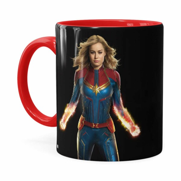 Caneca Capitã Marvel Filme V04 Vermelha