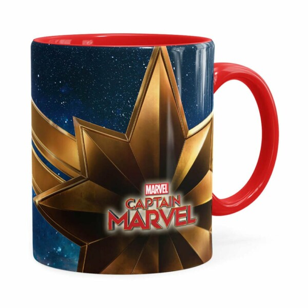 Caneca Capitã Marvel Filme V05 Vermelha