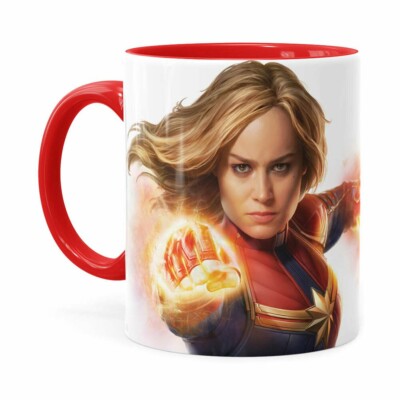 Caneca Capitã Marvel Filme V07 Vermelha