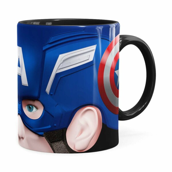Caneca Capitão América 3d Print Preta