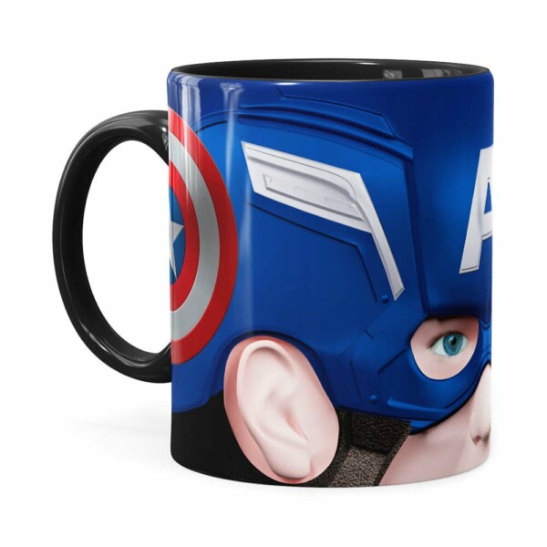 Caneca Capitão América 3d Print Preta