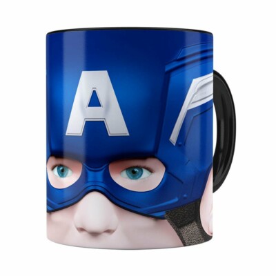 Caneca Capitão América 3d Print Preta