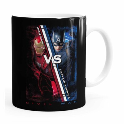 Caneca Capitão América Vs Homem De Ferro Guerra Civil Branca