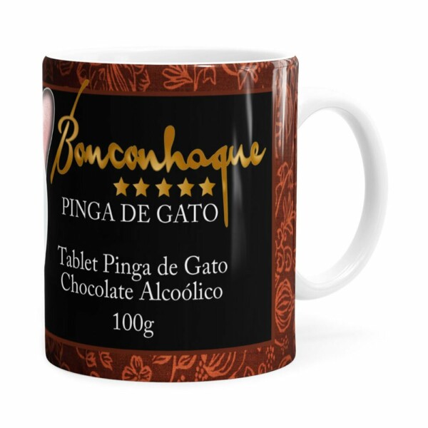 Caneca Chocolate Bonconhaque Gato Branca
