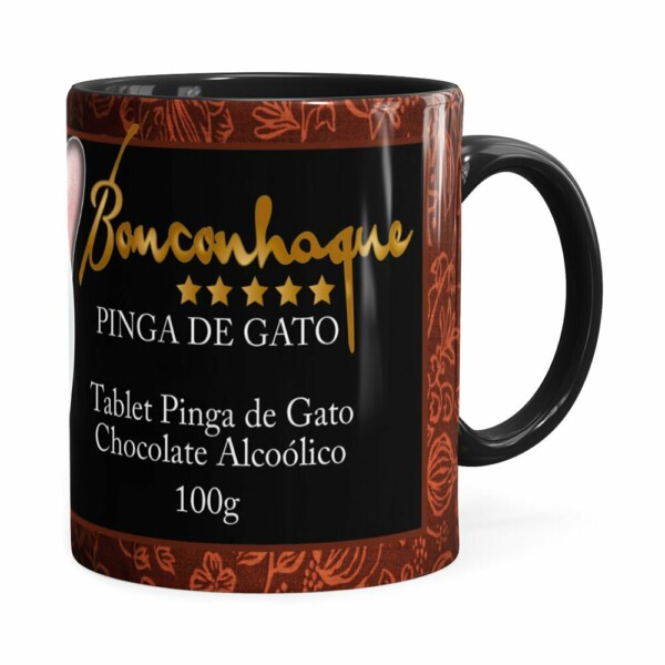 Caneca Chocolate Bonconhaque Gato Preta