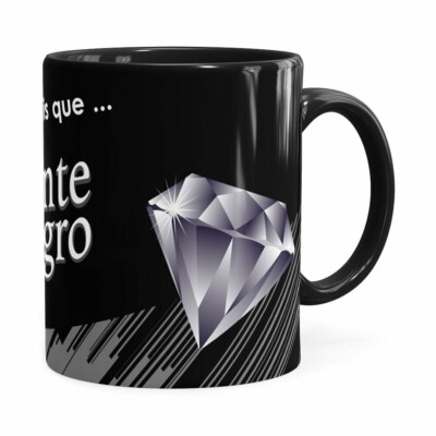 Caneca Chocolate Diamante Negro Mensagem Preta