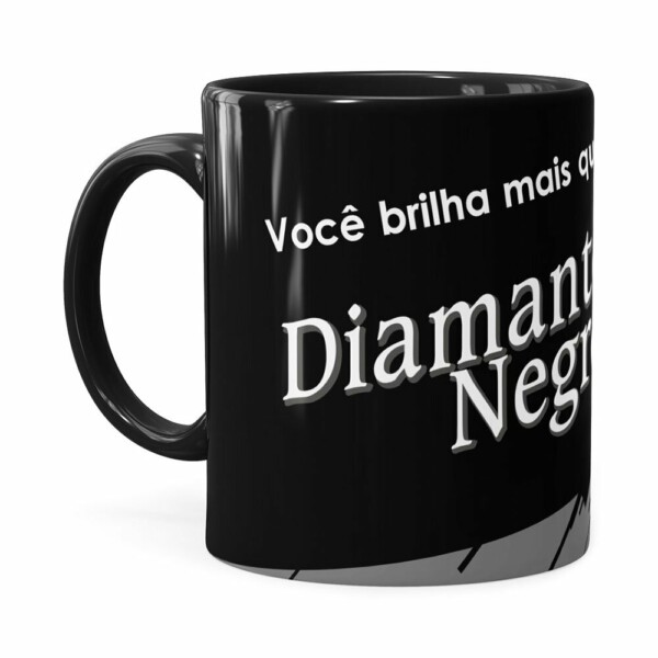Caneca Chocolate Diamante Negro Mensagem Preta