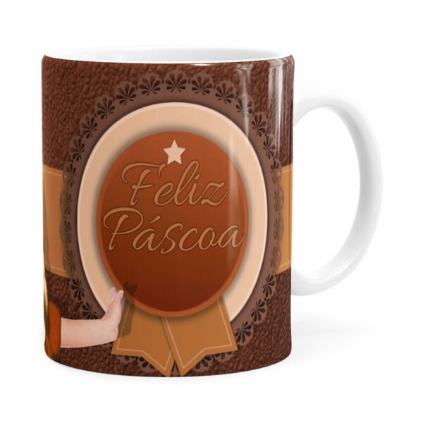 Caneca Chocolate Feliz Páscoa Frozen Anna V01 Branca