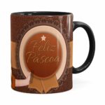 Caneca Chocolate Feliz Páscoa Frozen Anna V01 Preta