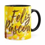 Caneca Chocolate Feliz Páscoa Frozen Anna V02 Preta