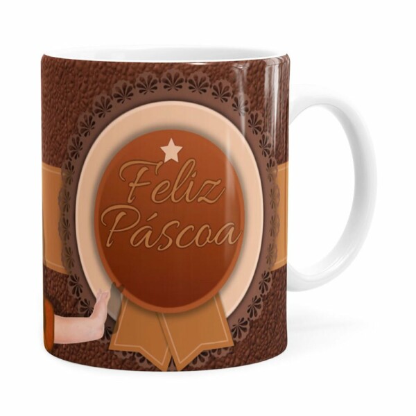 Caneca Chocolate Feliz Páscoa Frozen Elsa V01 Branca