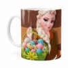 Caneca Chocolate Feliz Páscoa Frozen Elsa V01 Branca
