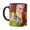Caneca Chocolate Feliz Páscoa Frozen Elsa V01 Preta