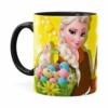 Caneca Chocolate Feliz Páscoa Frozen Elsa V02 Preta