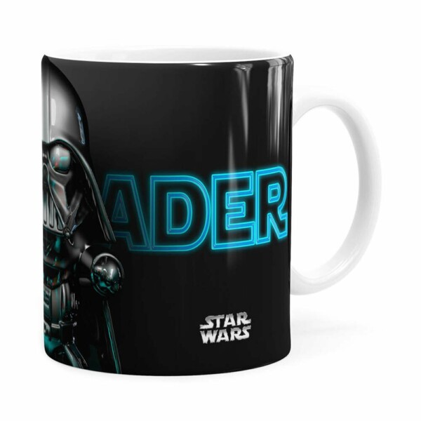 Caneca Darth Vader 3d Print Star Wars Blue Branca