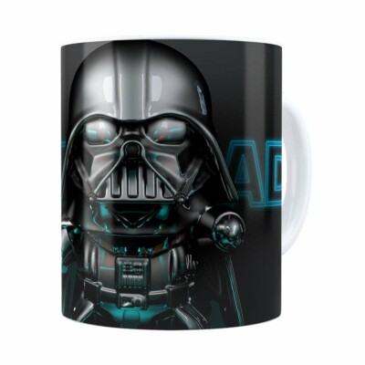 Caneca Darth Vader 3d Print Star Wars Blue Branca