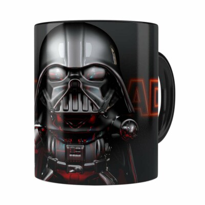 Caneca Darth Vader 3d Print Star Wars Orange Preta