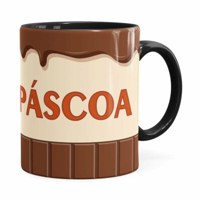 Caneca Feliz Páscoa Chocolate Preta