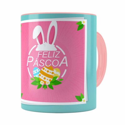 Caneca Feliz Páscoa V01 Rosa