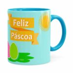 Caneca Feliz Páscoa V03 Azul Claro