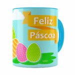 Caneca Feliz Páscoa V03 Azul Claro